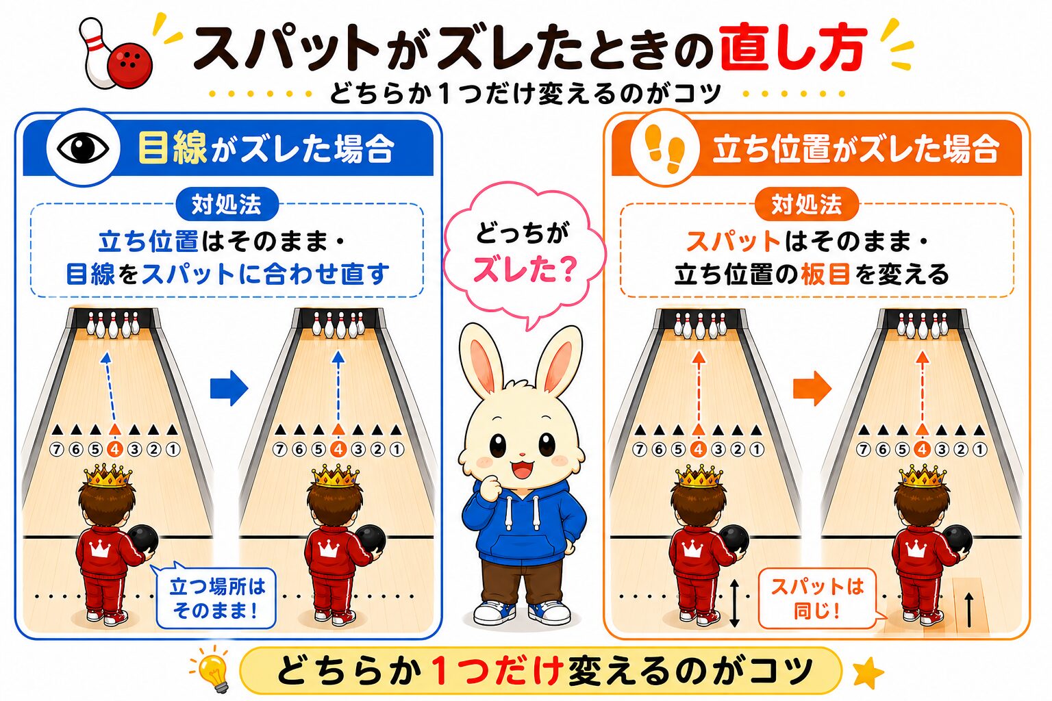 スパットがズレたときの直し方｜目線ズレと立ち位置ズレの対処法チェック図